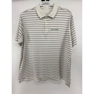 Adidas The Players Championship Golf Polo‎ Shirt Black White Striped Mens XL